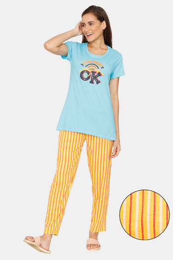 Buy Coucou Printed Pyjama Set - Blue Atoll